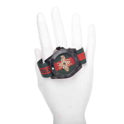 Gucci Stainless Steel Nylon 45mm Le Marche Des Merveilles Bee Quartz Watch Green 2 of 6