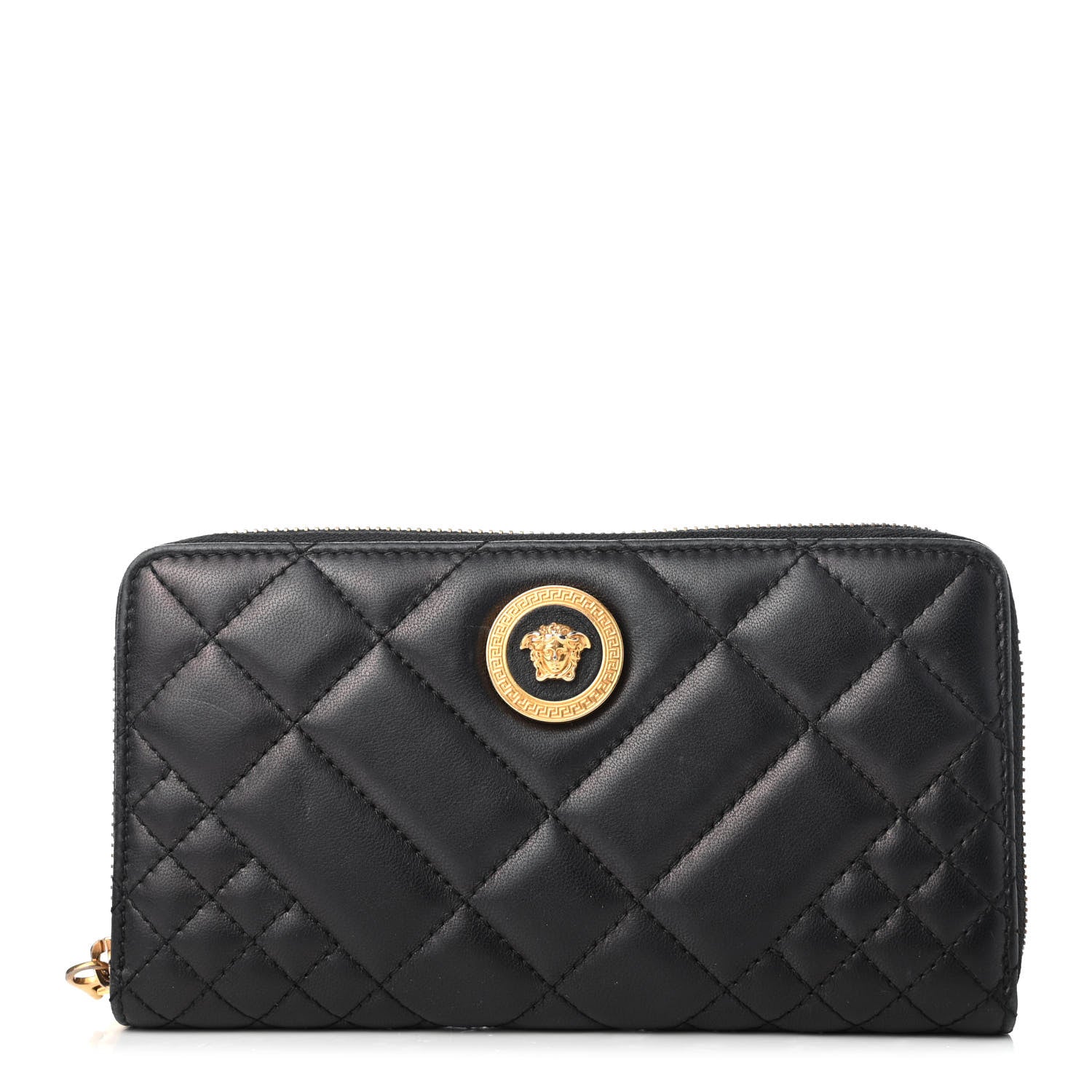 Versace Nappa Quilted Icon Zip Around Wallet Black 1 of 7