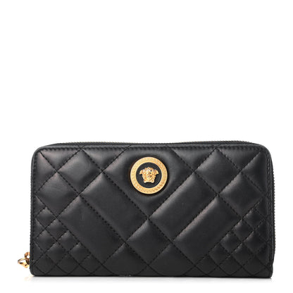 Versace Nappa Quilted Icon Zip Around Wallet Black 1 of 7