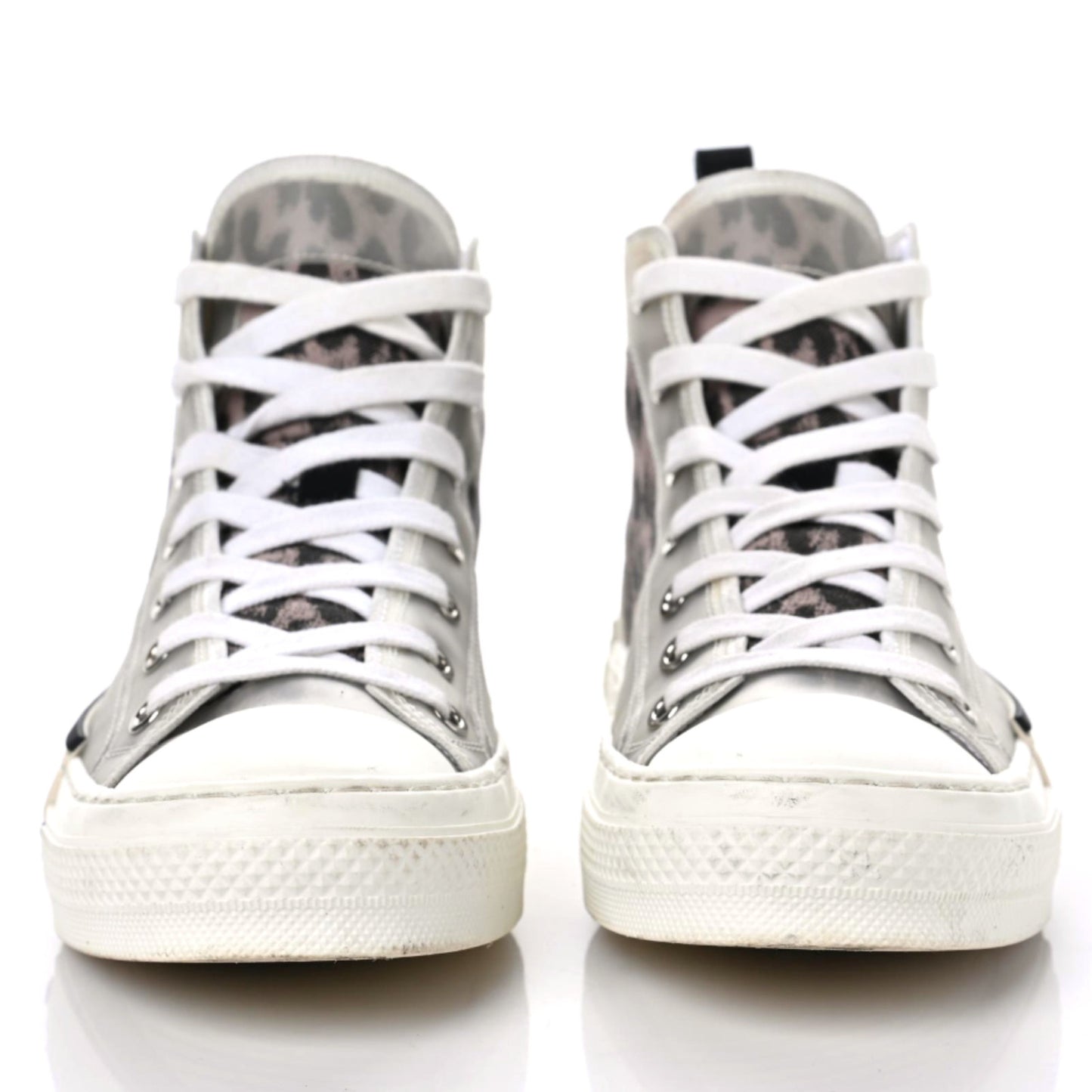 Canvas Leopard Print Womens B23 High Top Sneakers 38 White