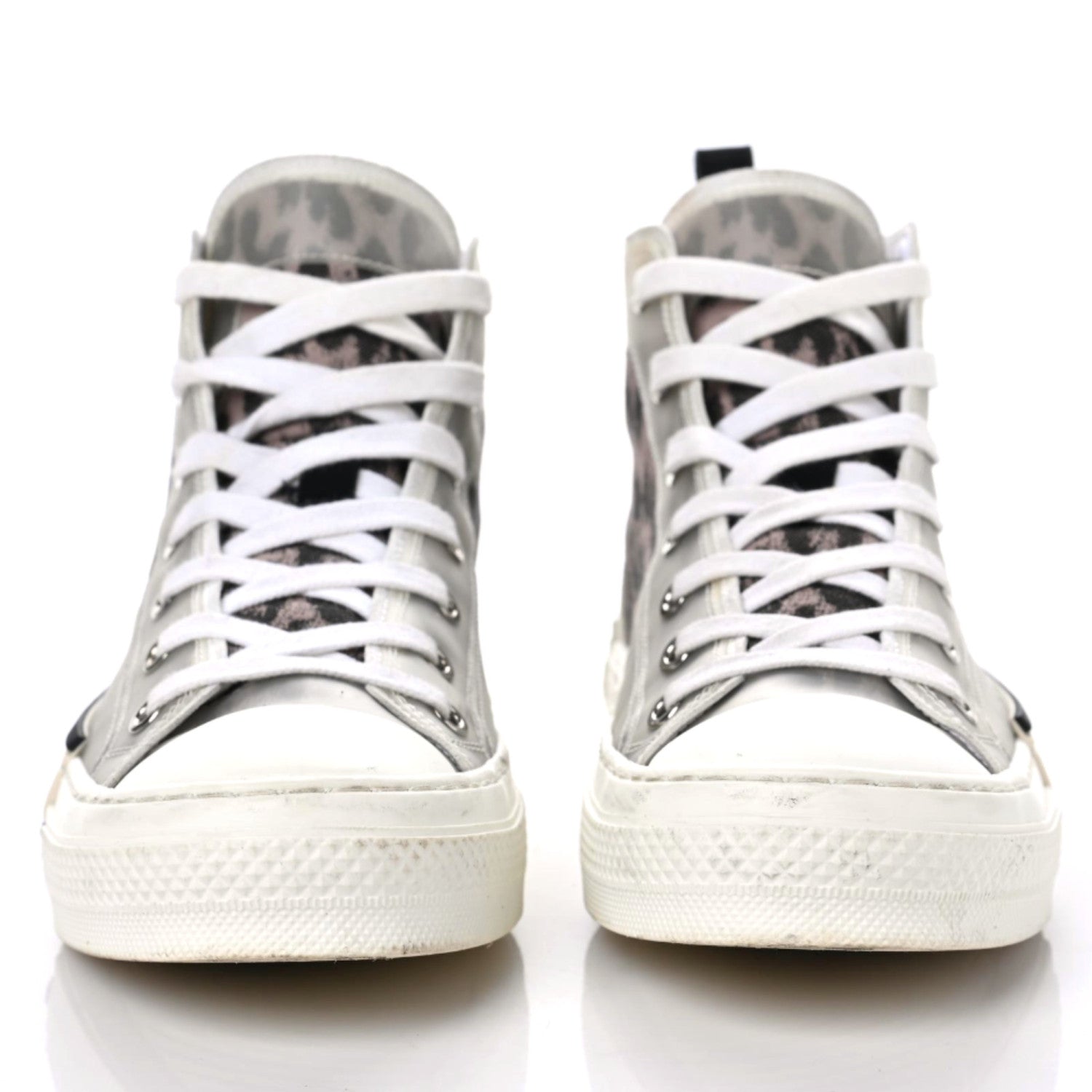 Christian Dior Canvas Leopard Print Womens B23 High Top Sneakers 38 White 2 of 13