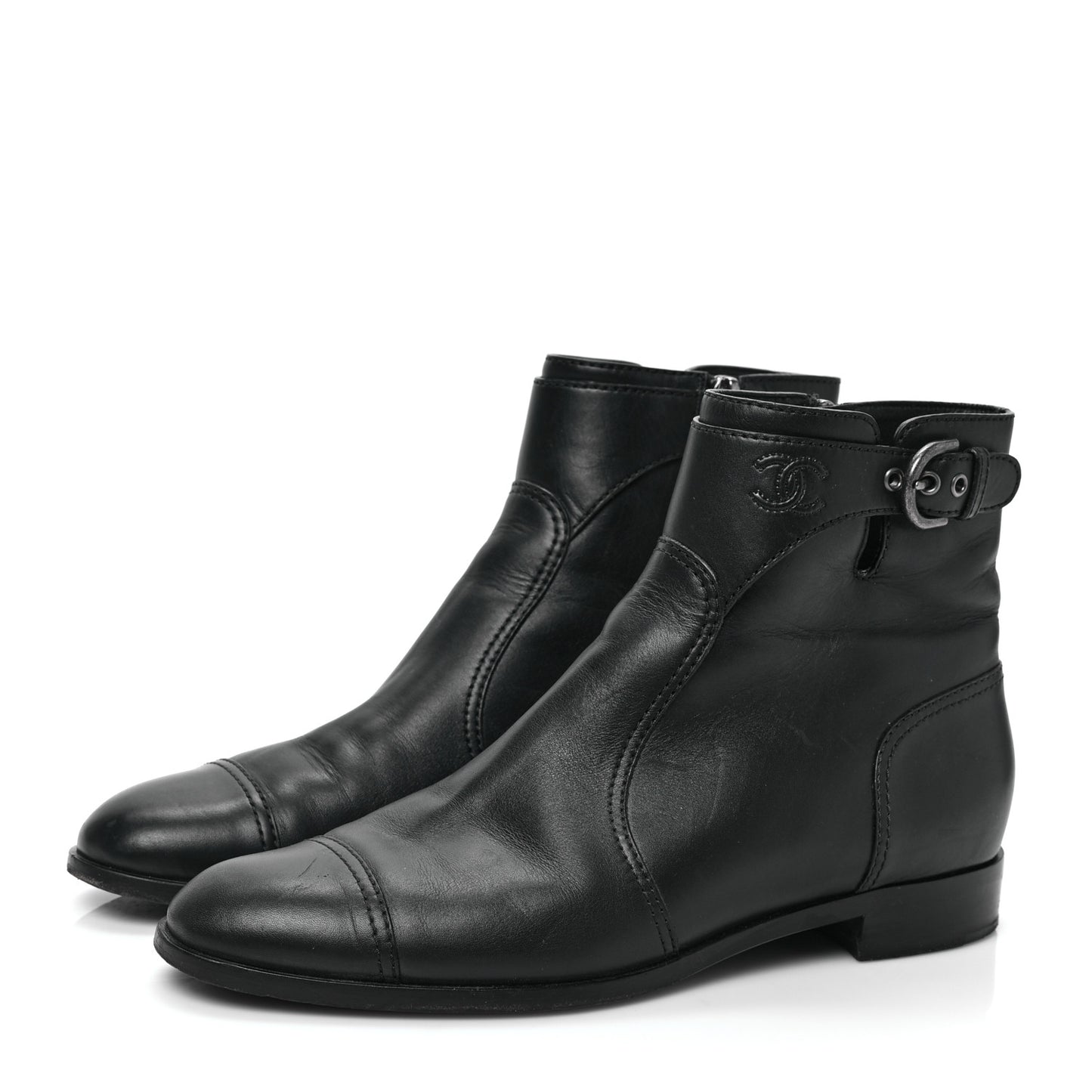Calfskin CC Short Boots 41.5 Black
