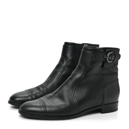 Chanel Calfskin CC Short Boots 41.5 Black 3 of 9