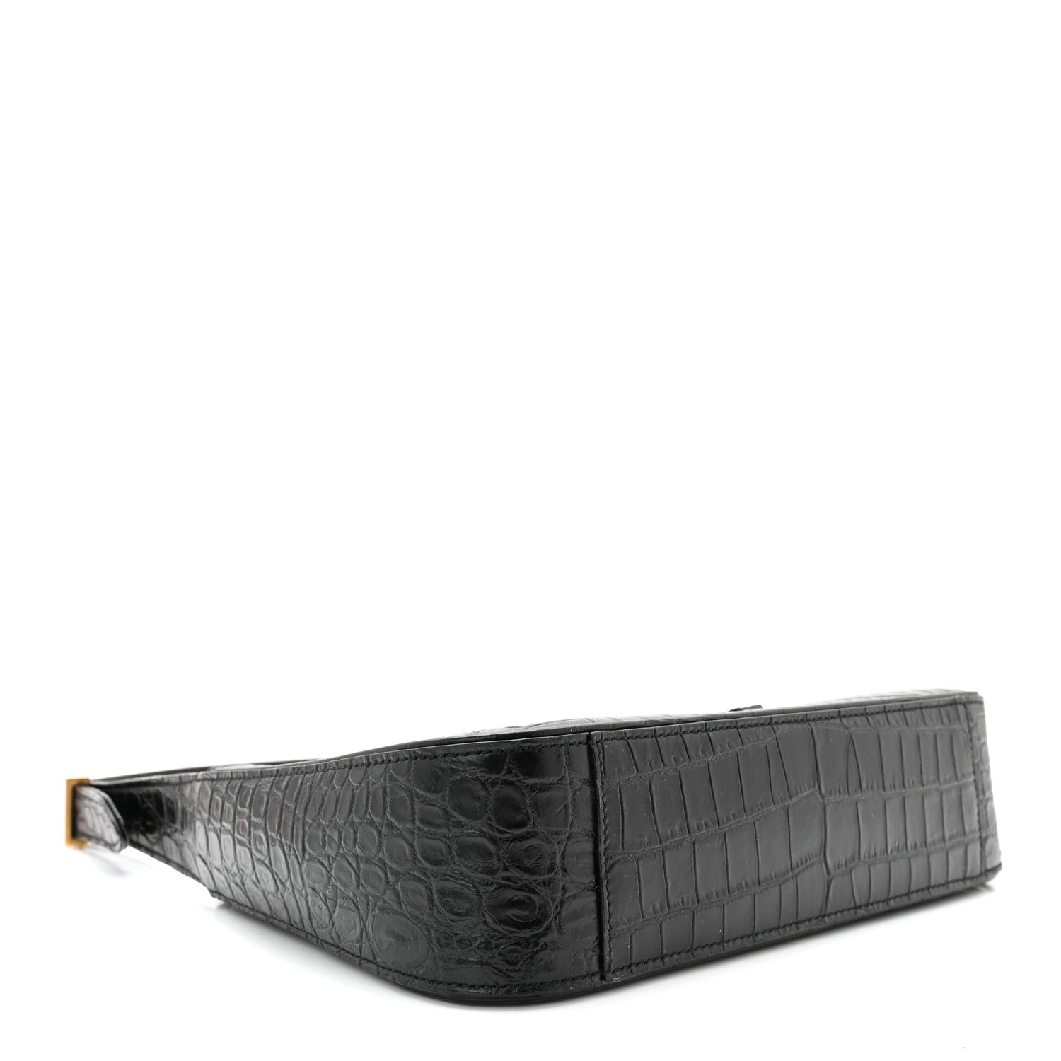 Saint Laurent Calfskin Crocodile Embossed Le 5 A 7 Hobo Black 4 of 10