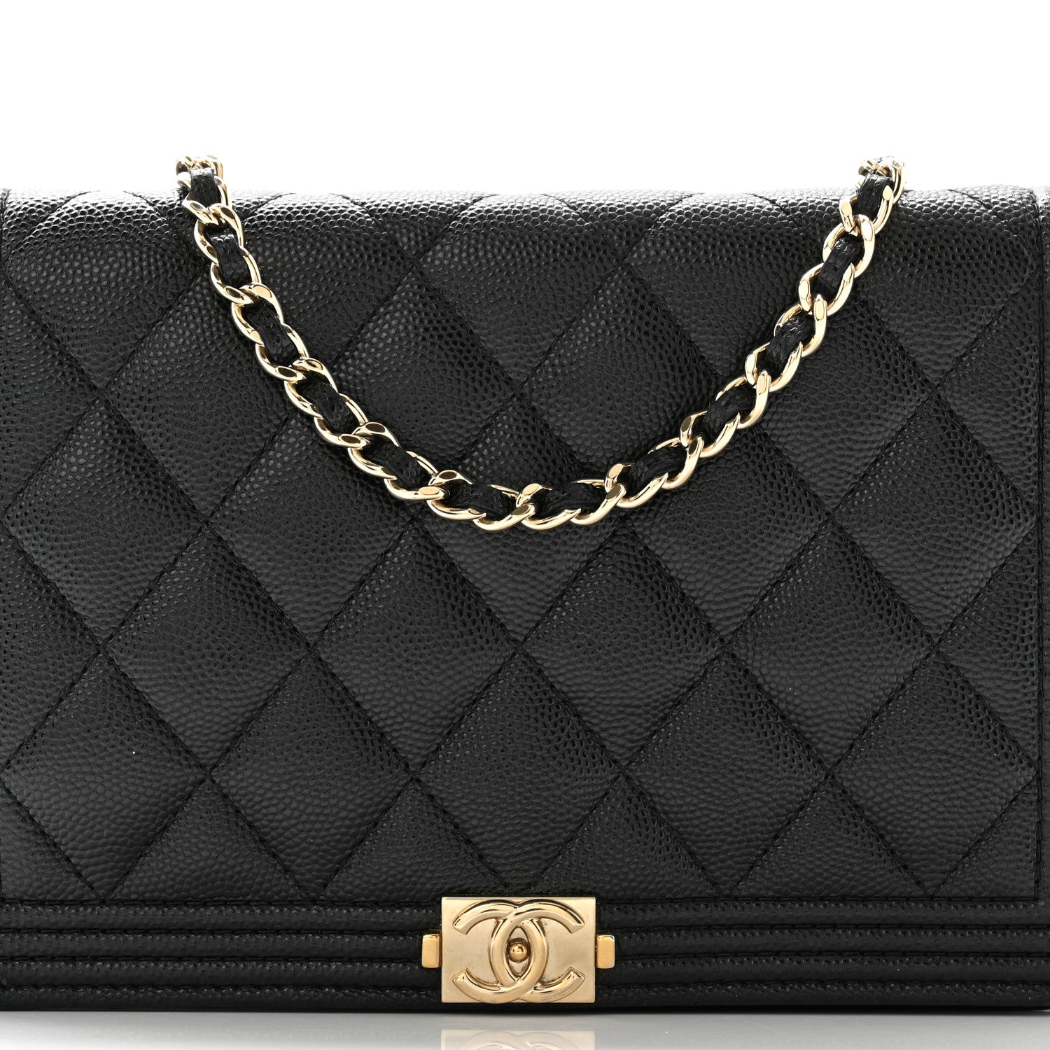 Chanel Caviar Quilted Boy Wallet On Chain WOC Black 9 of 12