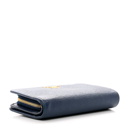 Prada Vitello Move Metal Compact Wallet Bleuette 4 of 8