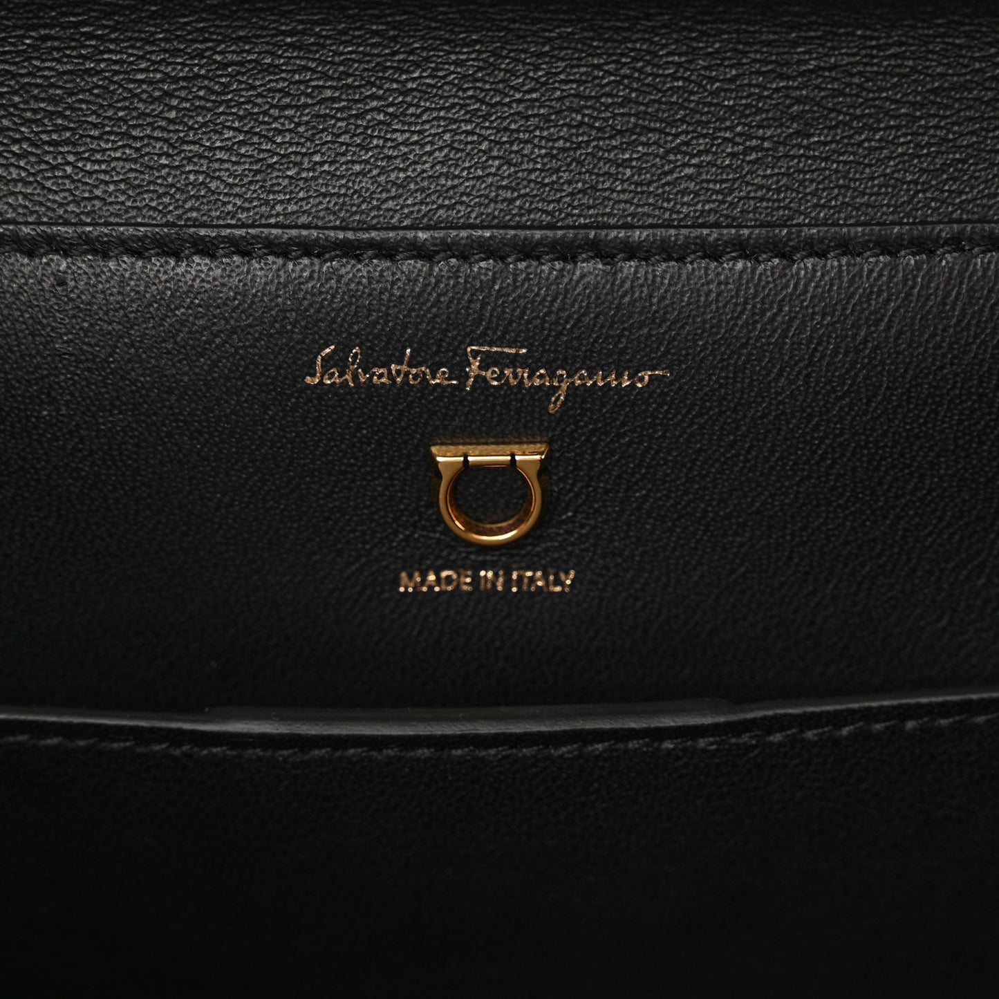 Calfskin Trifolio Swing Top Handle Bag Black