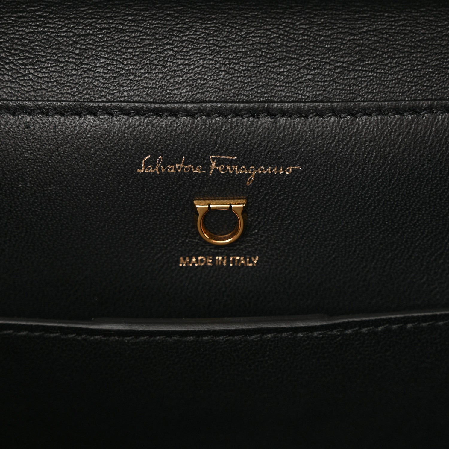 Salvatore Ferragamo Calfskin Trifolio Swing Top Handle Bag Black 6 of 10