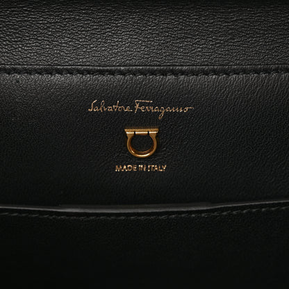 Salvatore Ferragamo Calfskin Trifolio Swing Top Handle Bag Black 6 of 10