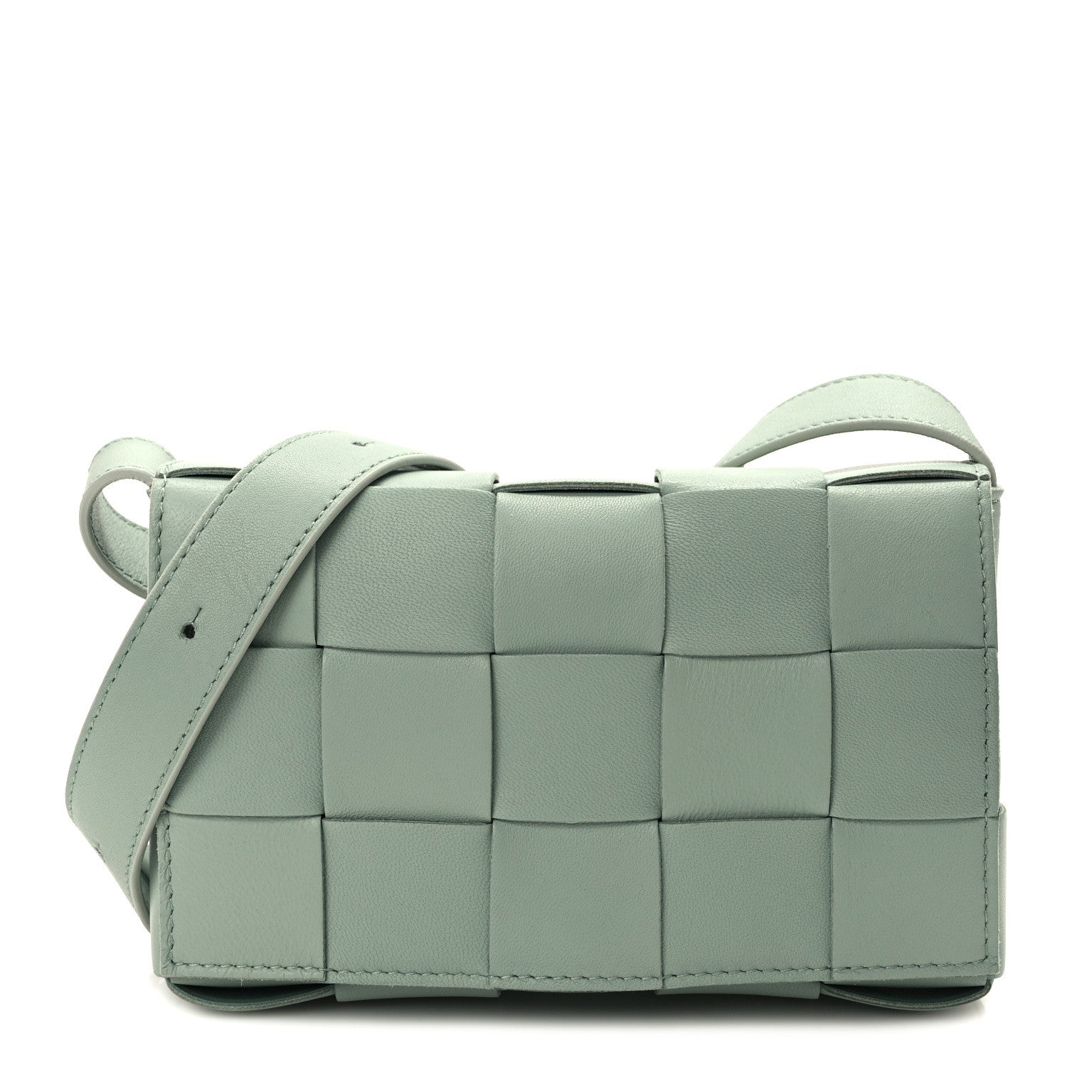 Bottega Veneta Lambskin Maxi Intreccio Small Cassette Crossbody Bag New Sauge 1 of 11