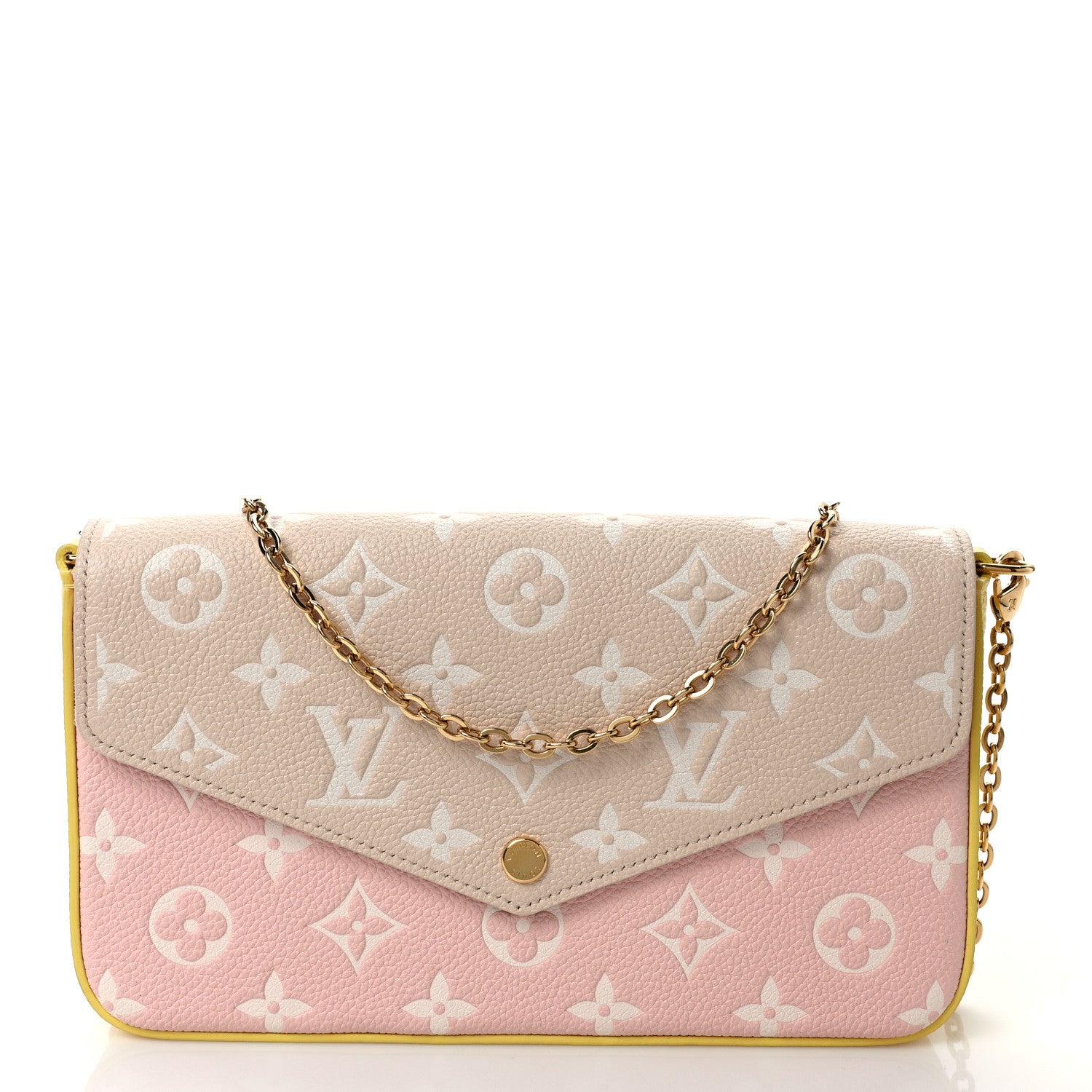 Louis Vuitton Empreinte Spring in the City Felicie Pochette Chain Wallet Pink Beige Yellow 3 of 9