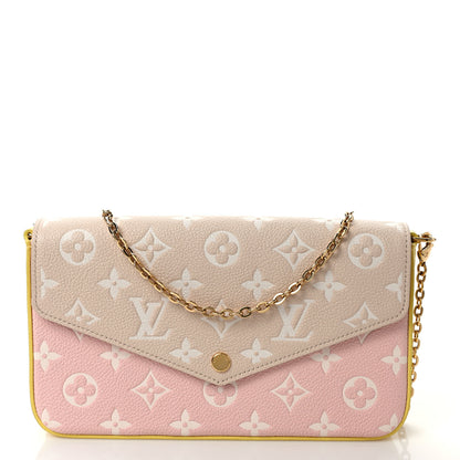 Louis Vuitton Empreinte Spring in the City Felicie Pochette Chain Wallet Pink Beige Yellow 3 of 9