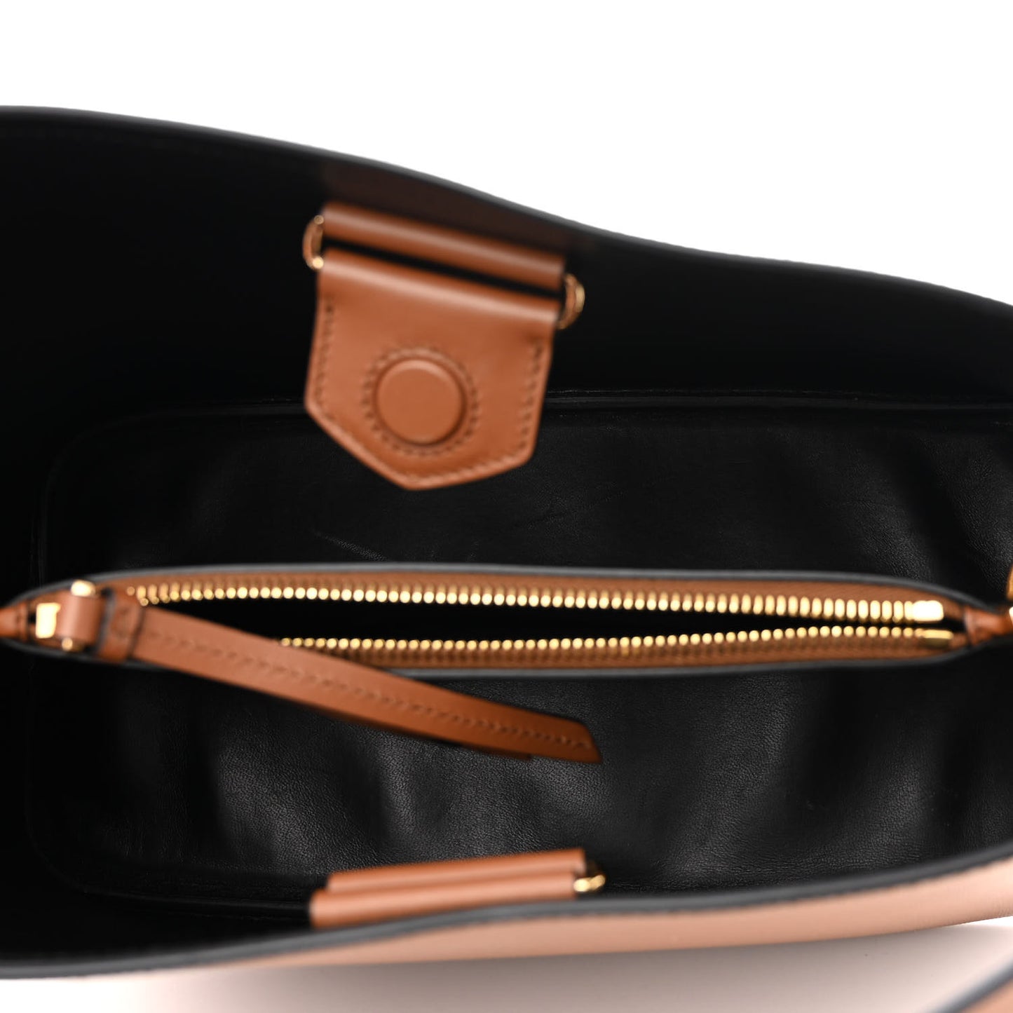 Saffiano Cuir Calfskin Matinee Tote Cognac Black