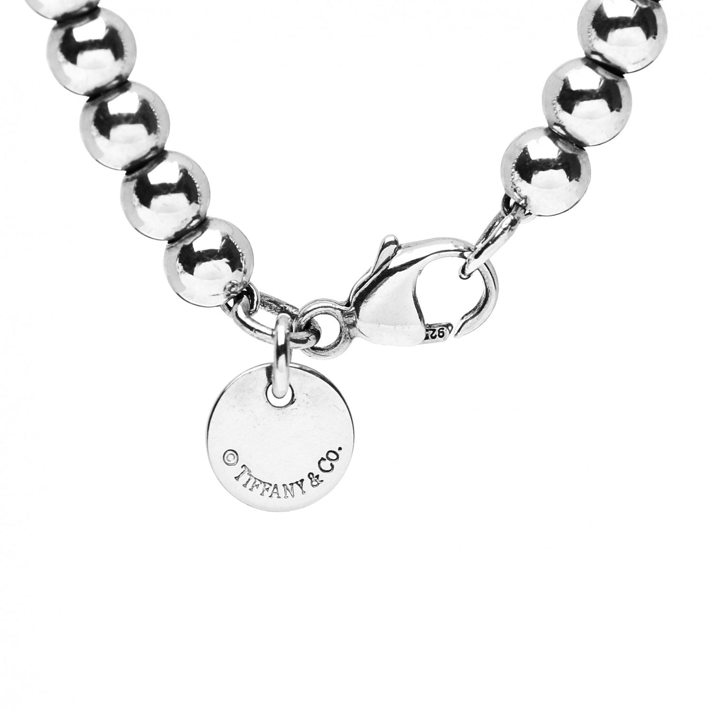 Sterling Silver 4mm I Love You Round Tag Bead Bracelet