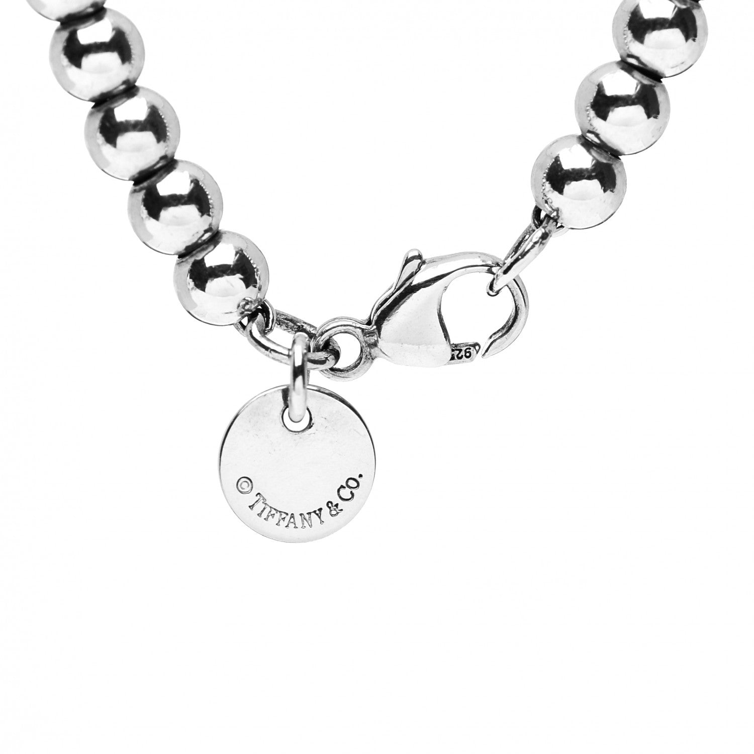 Tiffany Sterling Silver 4mm I Love You Round Tag Bead Bracelet 4 of 4