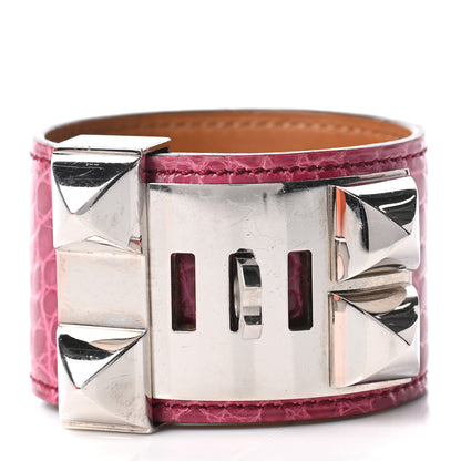 Hermes Shiny Alligator Collier De Chien CDC Bracelet S Fuchsia 3 of 6
