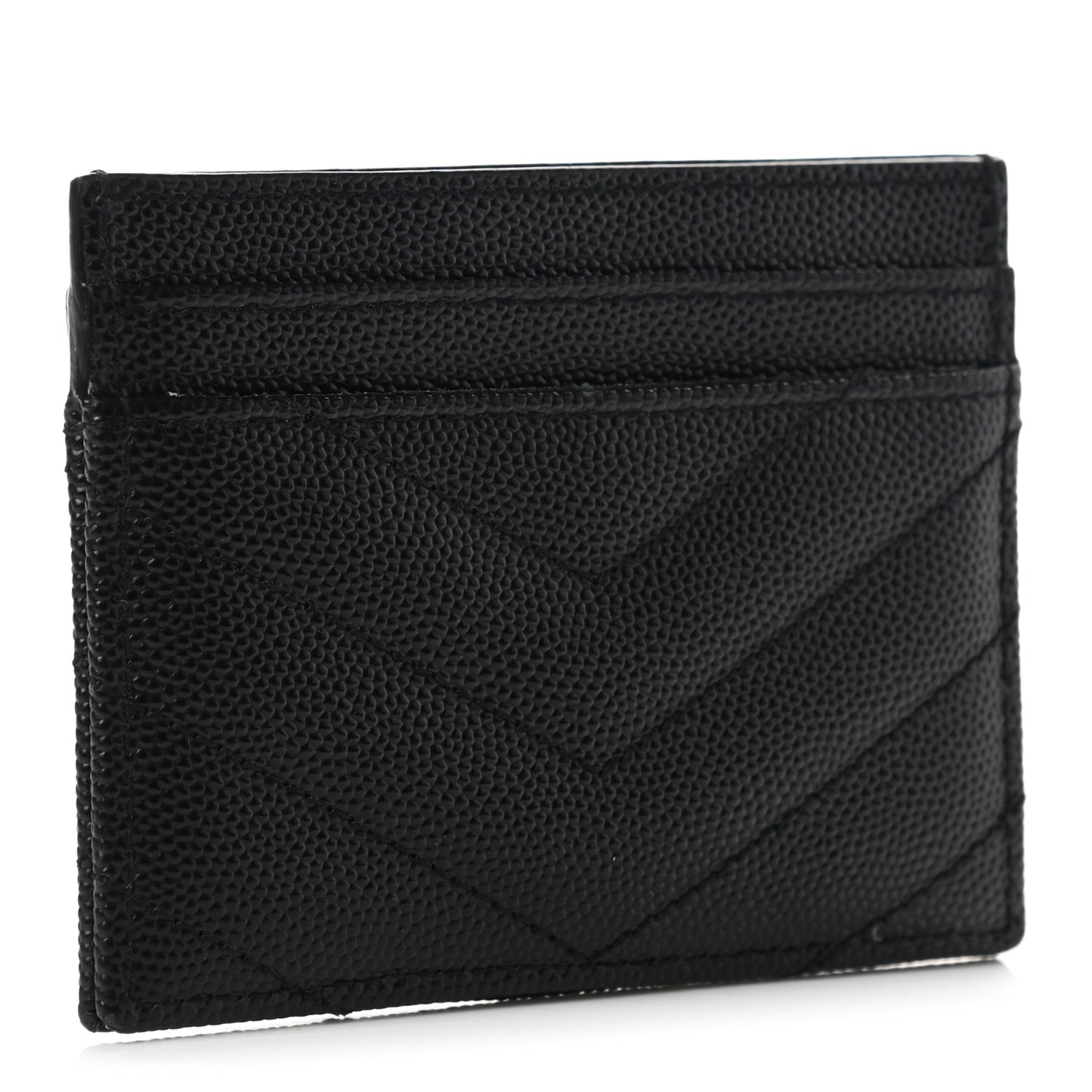 Grain De Poudre Matelasse Chevron Monogram Credit Card Case Black