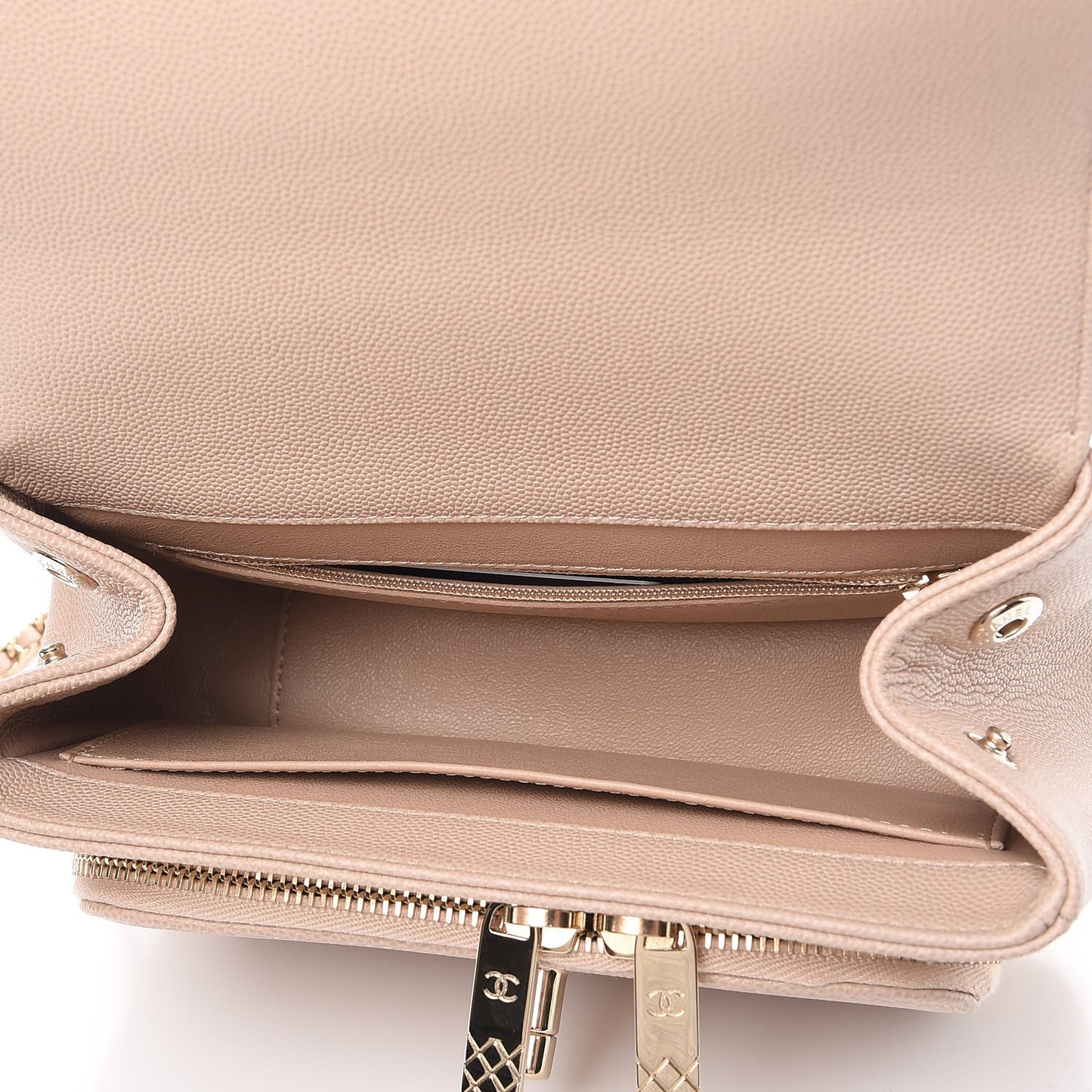 Caviar Quilted Small Business Affinity Flap Beige