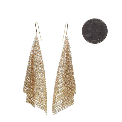 Tiffany 18K Yellow Gold Large Elsa Peretti Mesh Scarf Earrings 2 of 4