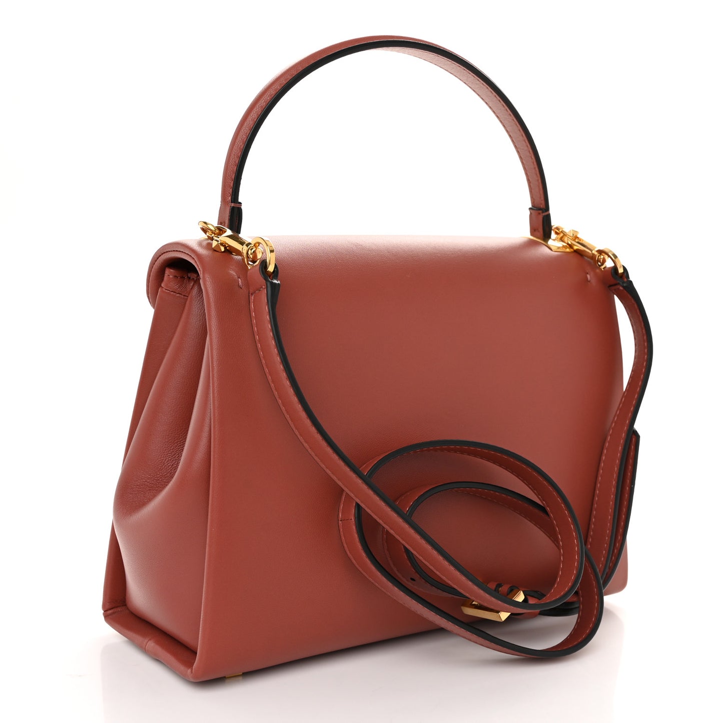 Nappa Small One Stud Top Handle Bag Gingerbread