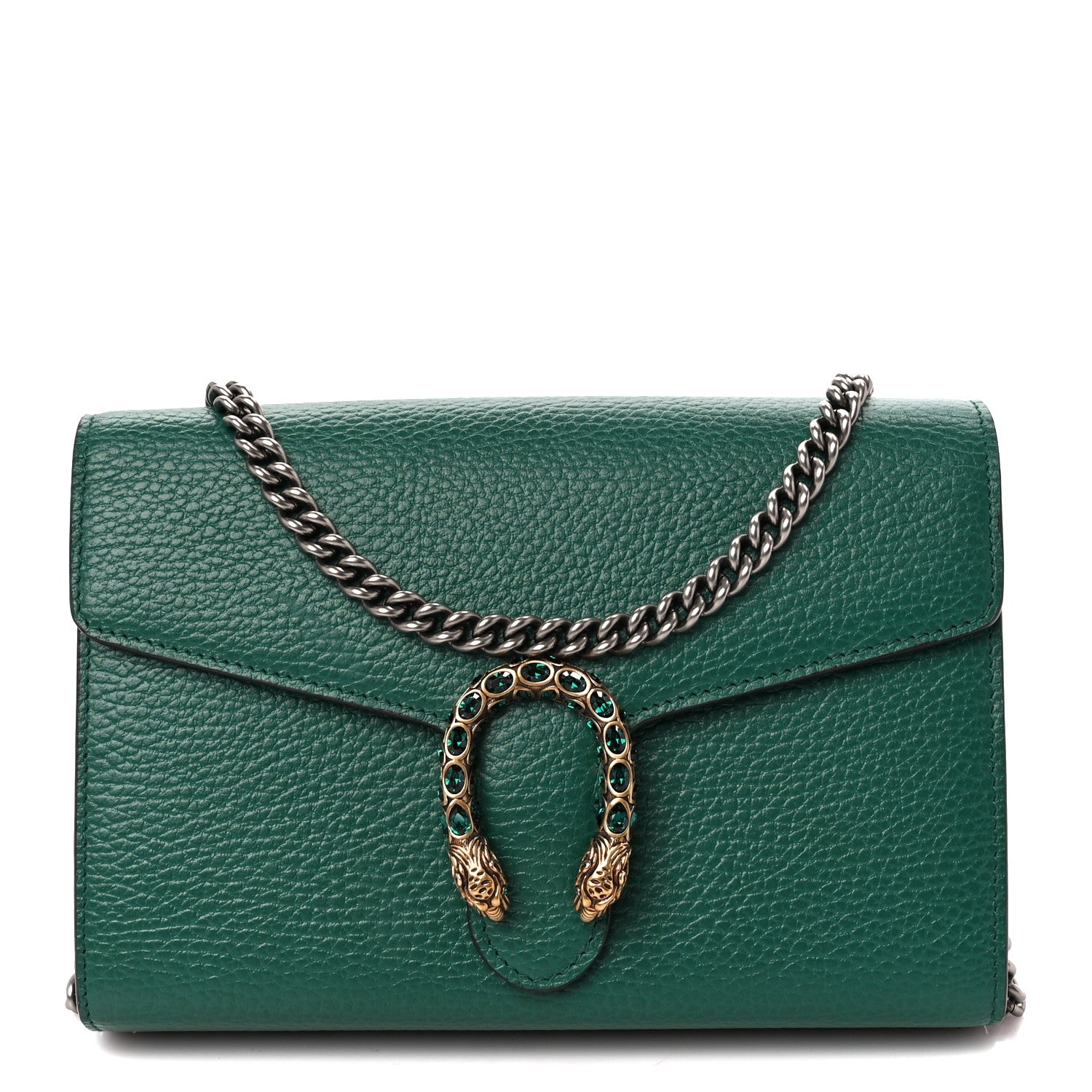 Gucci Calfskin Mini Dionysus Chain Wallet Emerald 1 of 12
