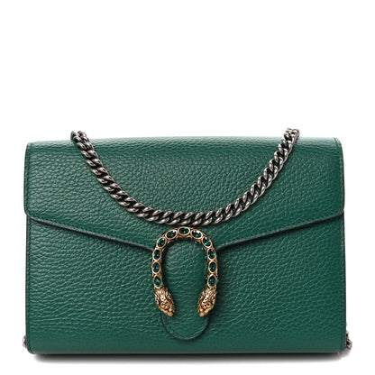 Gucci Calfskin Mini Dionysus Chain Wallet Emerald 1 of 12