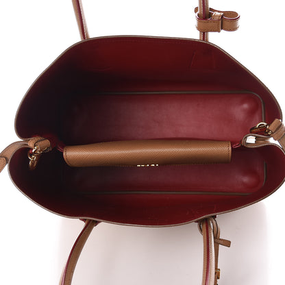 Prada Saffiano Cuir Large Double Bag Caramel Fuoco 5 of 14