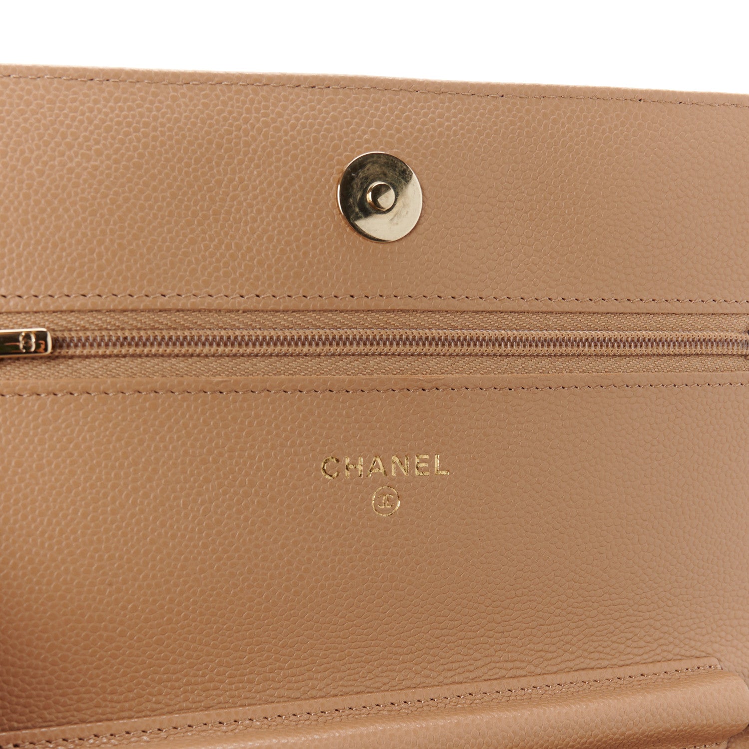 Chanel Caviar Quilted Wallet on Chain WOC Dark Beige 5 of 10