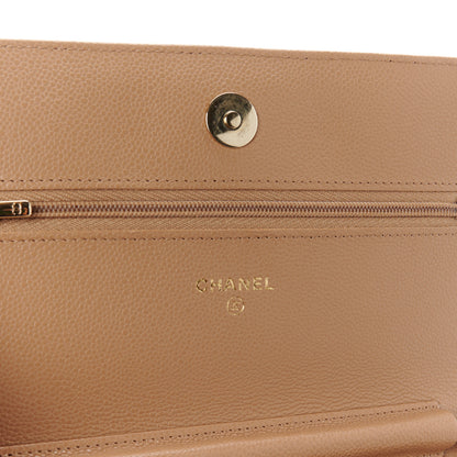 Chanel Caviar Quilted Wallet on Chain WOC Dark Beige 5 of 10