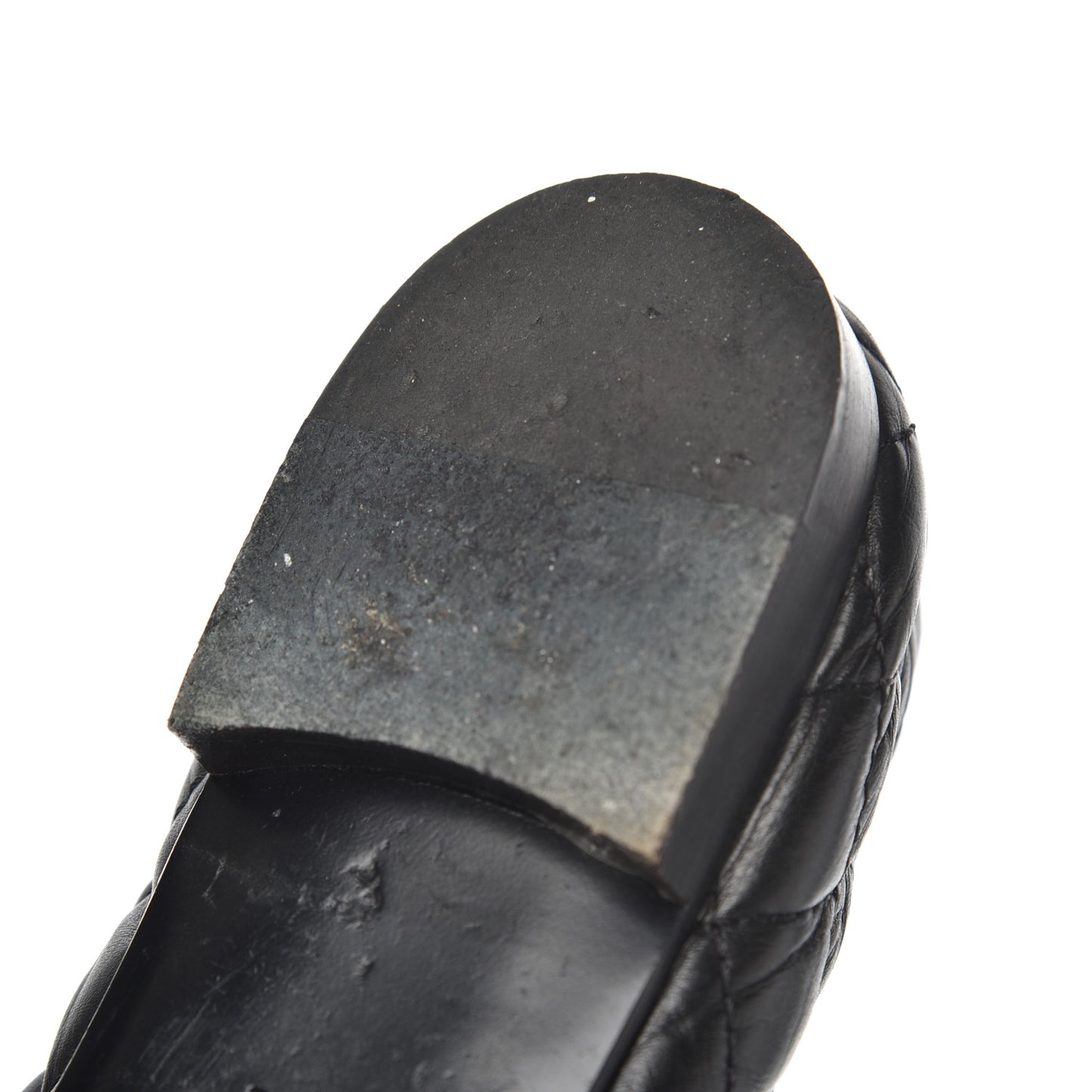 Aged Calfskin Quilted CC Cap Toe Ballerina Flats 38.5 Black