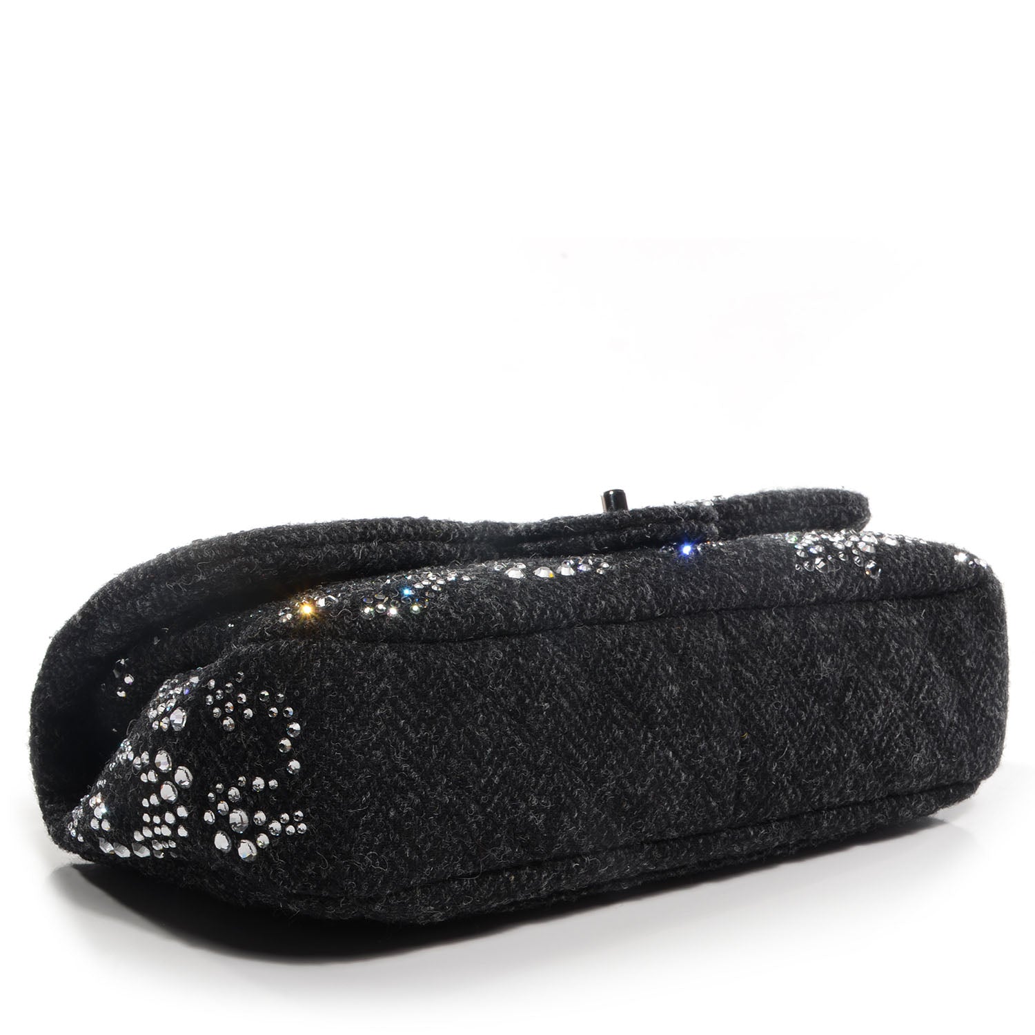 Chanel Tweed Swarovski Crystal Leopard Jumbo Flap Black 4 of 8