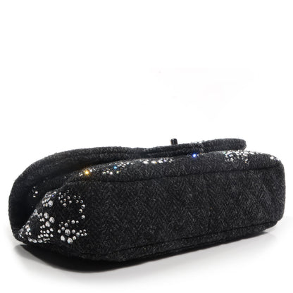 Chanel Tweed Swarovski Crystal Leopard Jumbo Flap Black 4 of 8