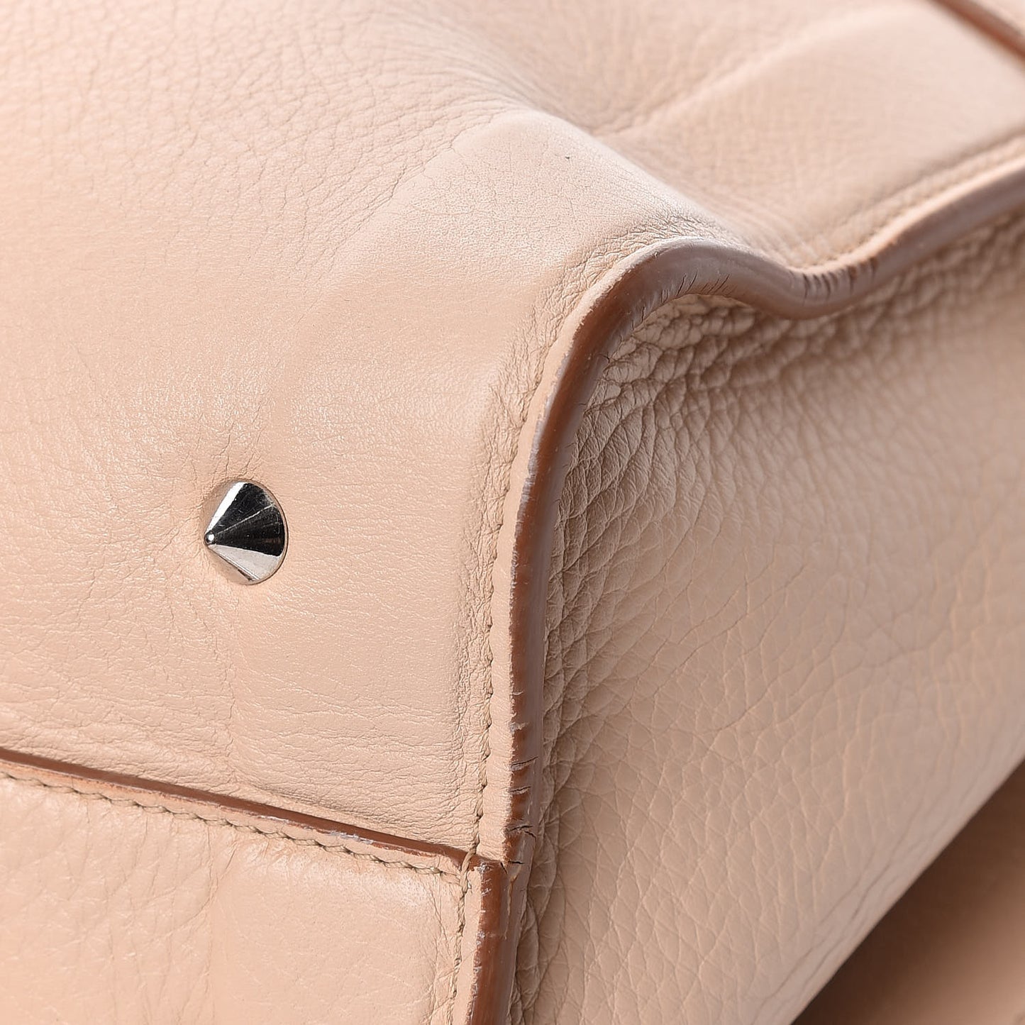 Grained Calfskin Medium Shark Lock Satchel Nude