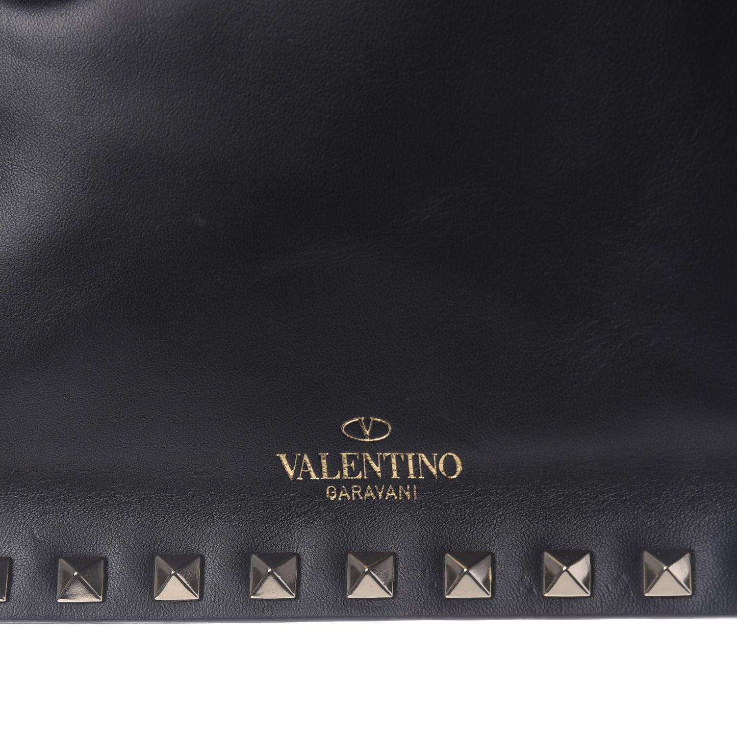 Calfskin Rockstud Drawstring Pouch Black
