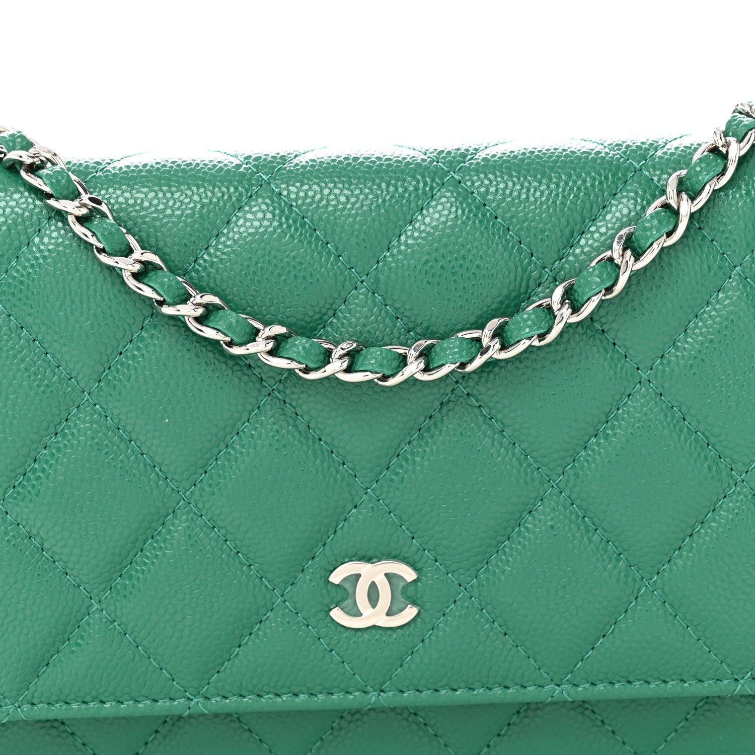 Chanel Caviar Quilted Wallet On Chain WOC Green 9 of 12