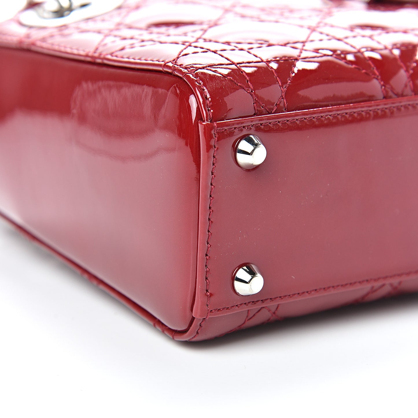 Patent Cannage Mini Lady Dior Red
