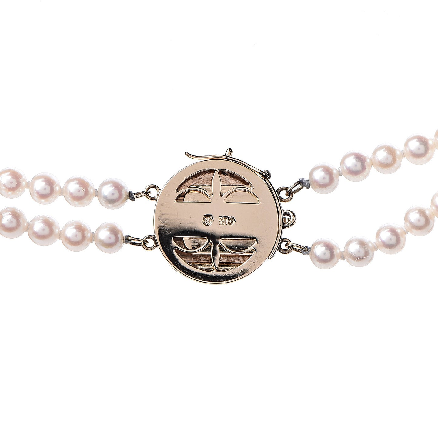 14K Yellow Gold Akoya Pearl 4-4.5mm Double Strand Necklace 28"
