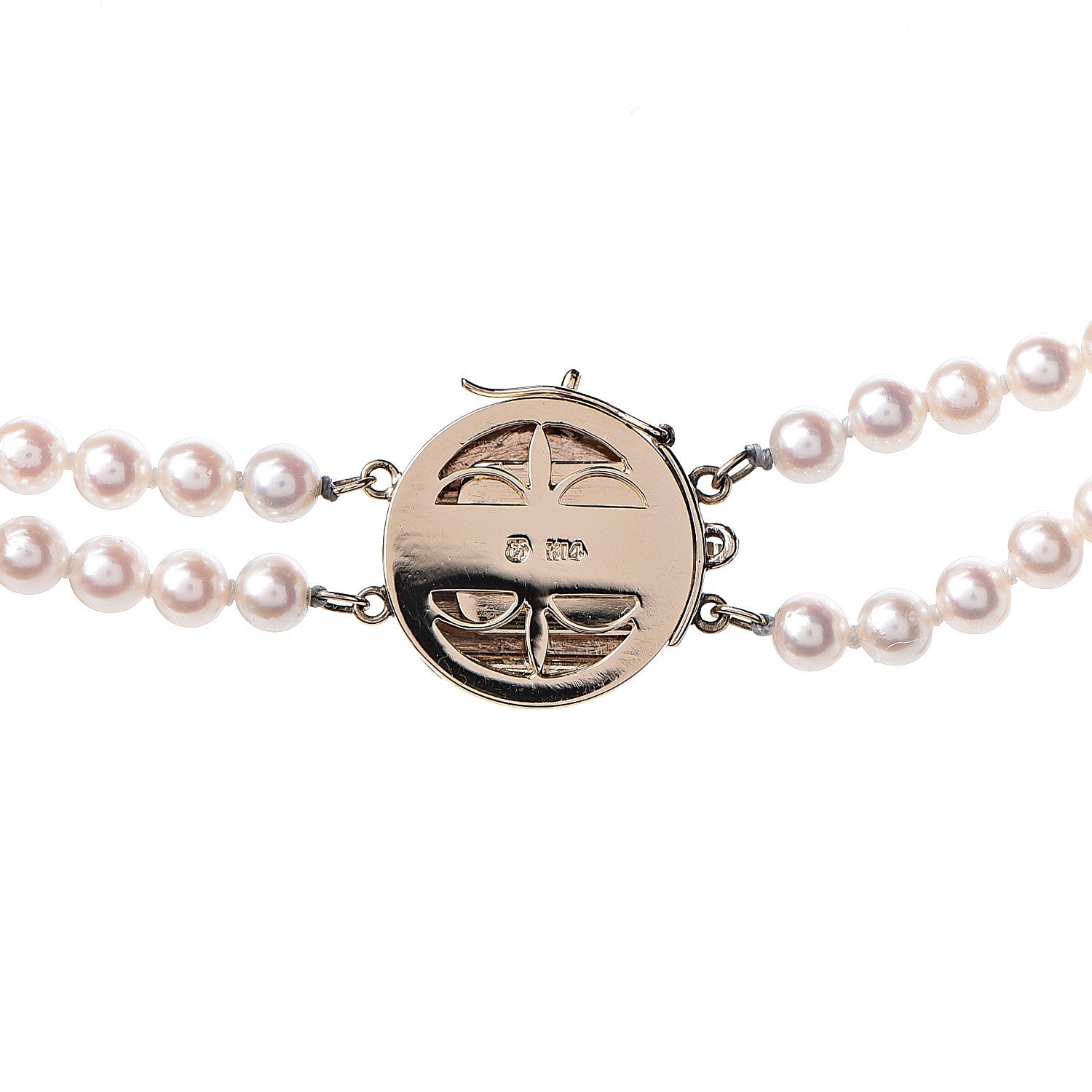 Mikimoto 14K Yellow Gold Akoya Pearl 4-4.5mm Double Strand Necklace 28" 5 of 6