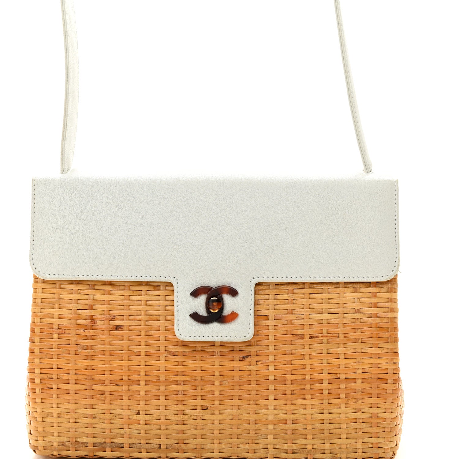 Chanel Calfskin Rattan Basket Flap Shoulder Bag White 8 of 15