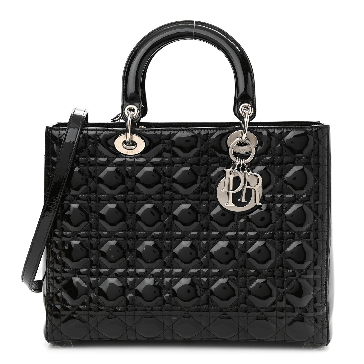 Patent Cannage Large Lady Dior Black