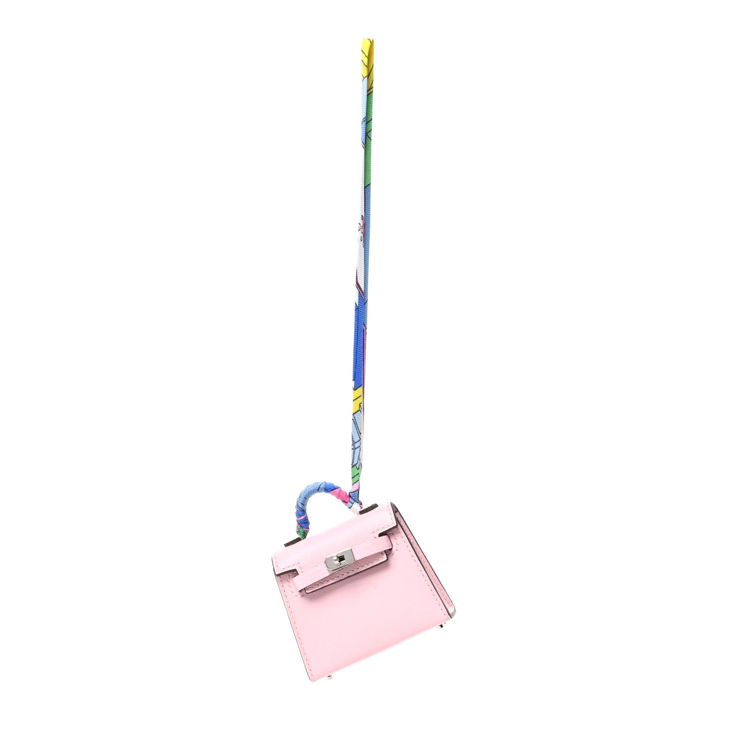 Hermes Tadelakt Mini Kelly Twilly Bag Charm Rose Sakura 1 of 5