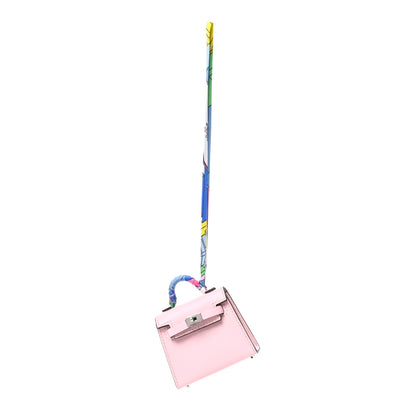 Hermes Tadelakt Mini Kelly Twilly Bag Charm Rose Sakura 1 of 5