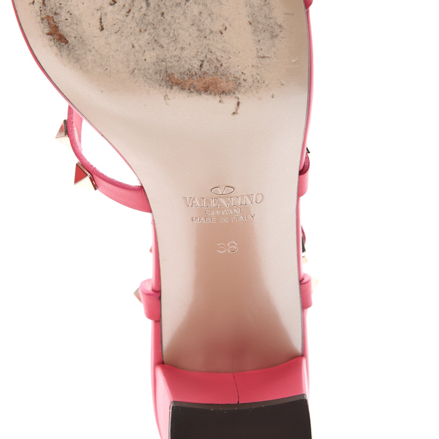 Calfskin Rockstud 60mm City Sandals 38 Fragola