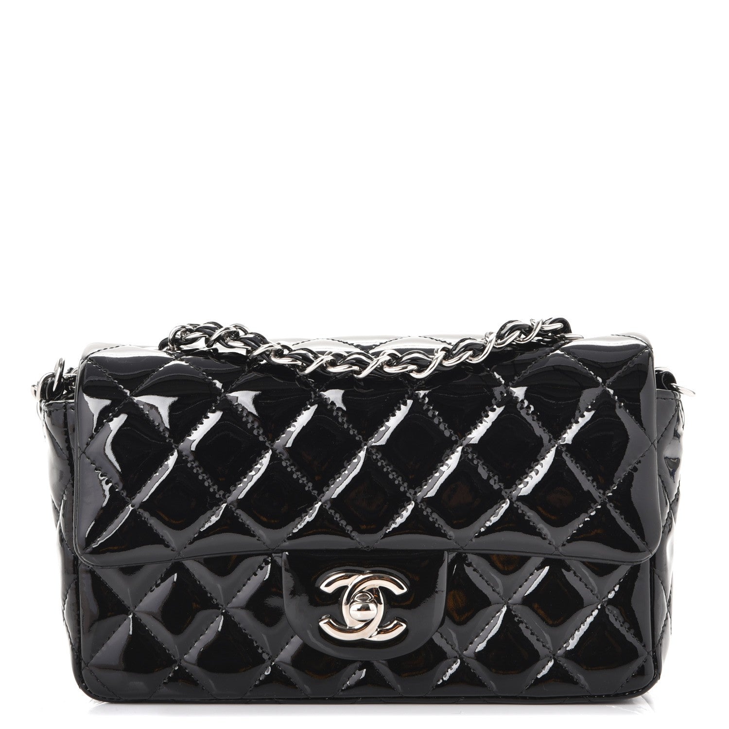 Chanel Patent Calfskin Quilted Mini Rectangular Flap Black 1 of 9