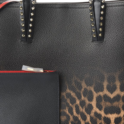 Christian Louboutin Calfskin Degrade Leopard Print Spikes East West Cabata Tote Black Multi 10 of 11