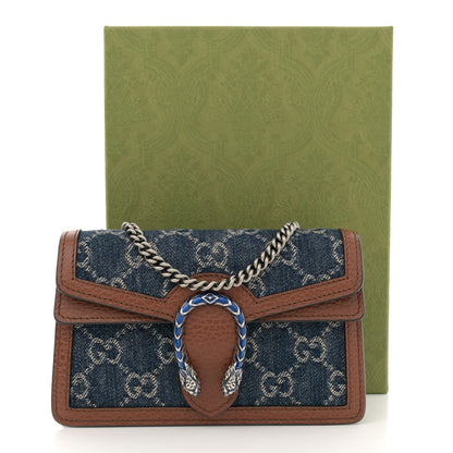 Gucci New Denim GG Monogram Dollar Calfskin Enamel Super Mini Dionysus Shoulder Bag Blue Tea Cuir Epilog Electric Blue 11 of 11