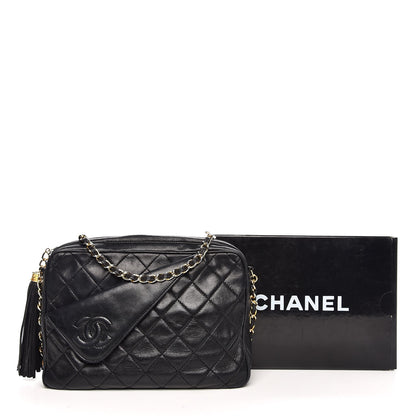 Chanel Lambskin Quilted CC Tassel Camera Case Black 14 of 14