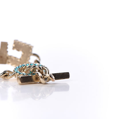Chanel Metal Strass Enamel Pearl Logo Bracelet Gold Multicolor 6 of 8