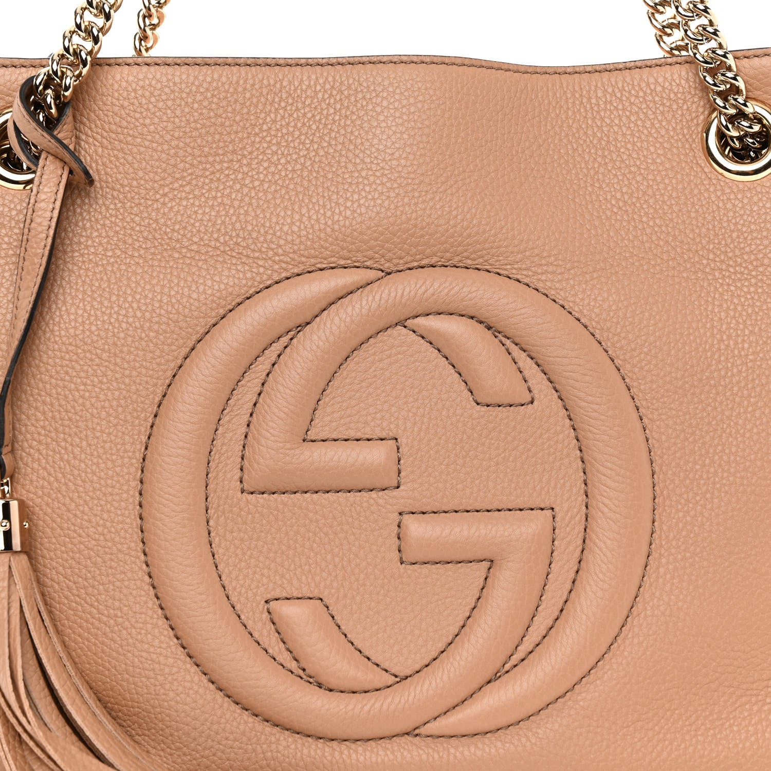 Gucci Pebbled Calfskin Medium Soho Chain Shoulder Bag Camelia 7 of 9
