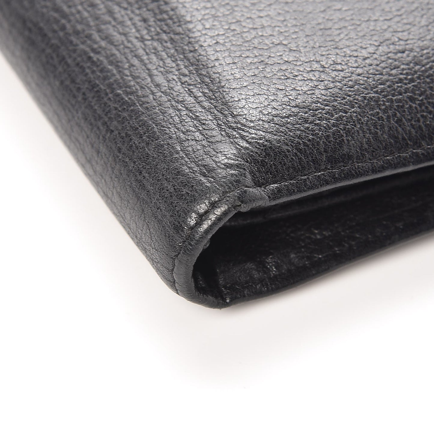 Goatskin Camellia Embossed Yen Wallet Black